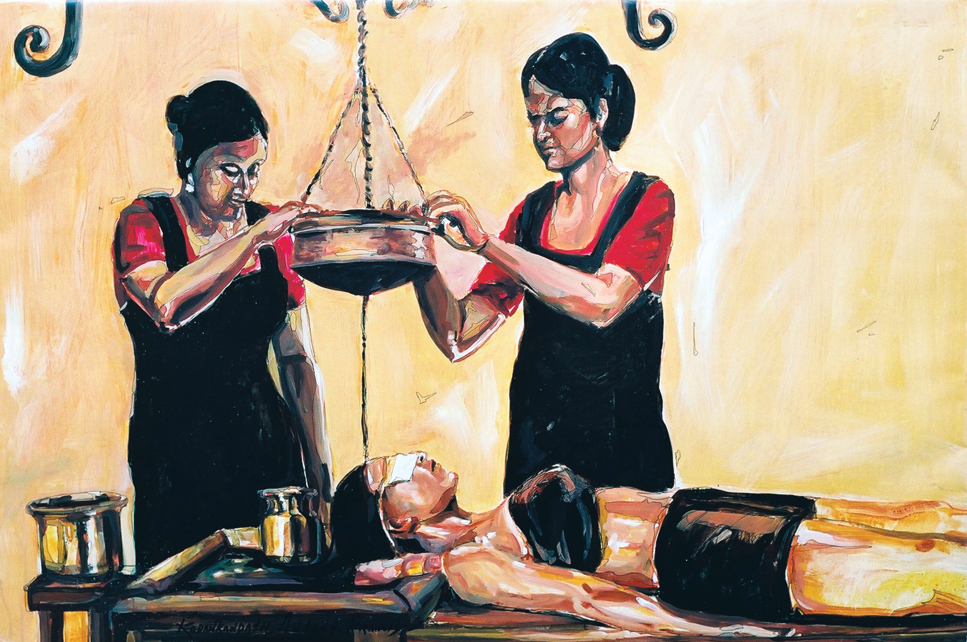 Painting is about oil based Ayurveda treatment