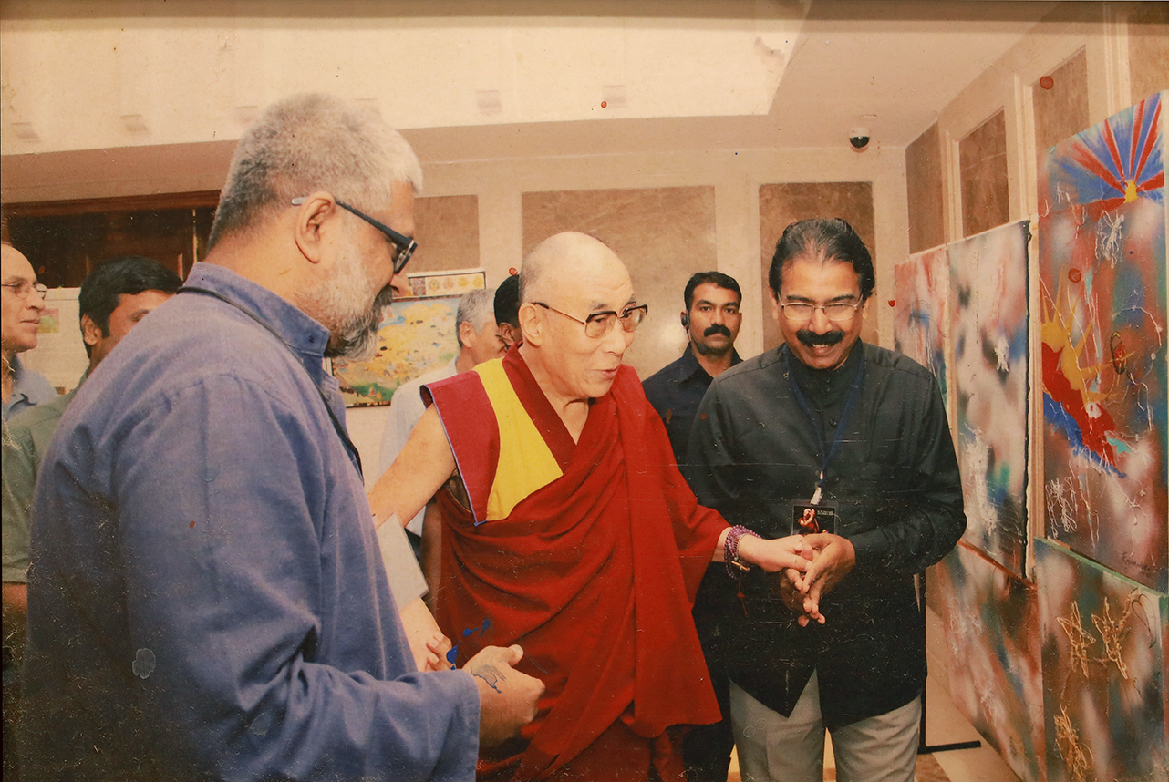 Tibetan Dreams painting was presented to HH The Dalai Lama on the 69th birthday of HH the Dalai Lama