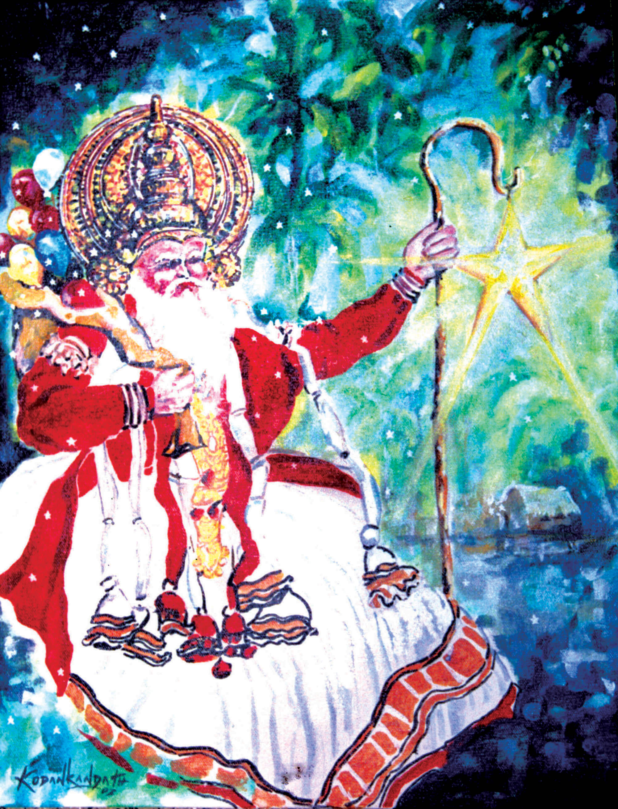 Santa Claus in Kerala Attire